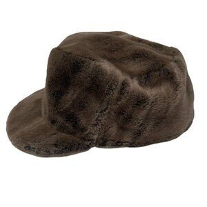 moda inc ITALY brown cozy faux fur cap hat